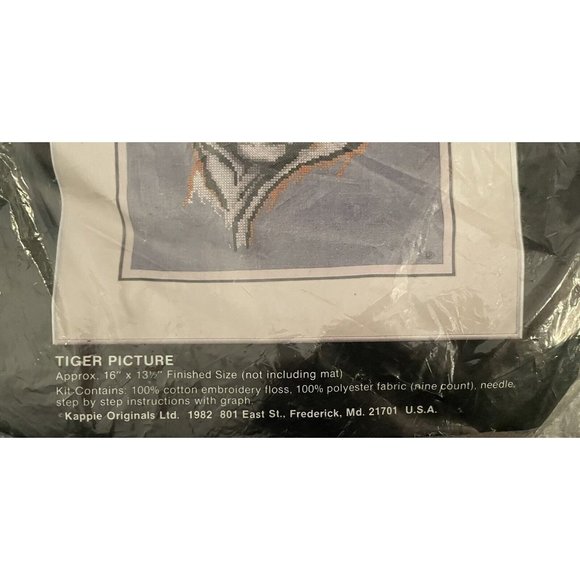 Kappie Counted Cross Stitch Tiger Picture Kit KCT01 New In Bag - Picture 9 of 9